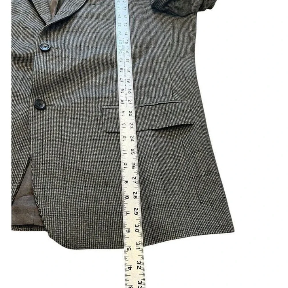 VINTAGE Oscar De La Renta Jacket Sport Coat Gray Brown Wool Cashmere Blazer 44R